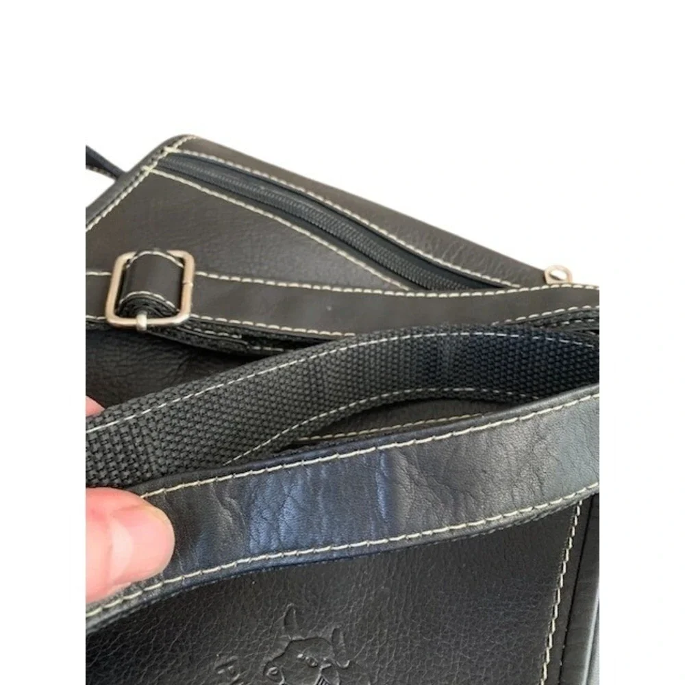 Puro Cuero Black Genuine Leather Crossbody Messenger Bag Multi Pocket‎ Unisex